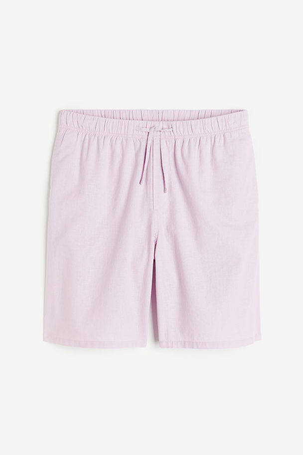 H&M Relaxed Fit Linen-blend Shorts Light Purple