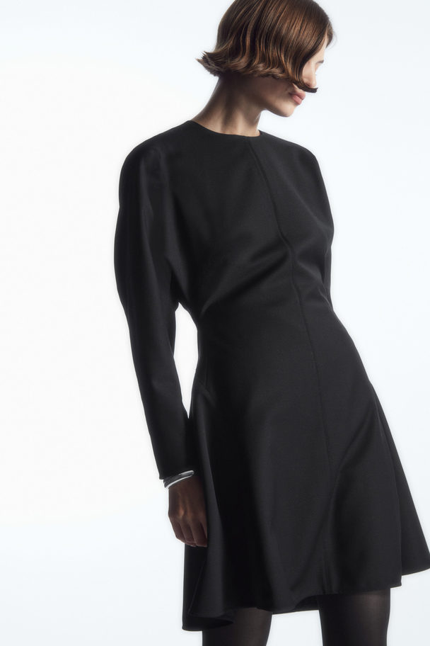 COS Sculpted Wool-blend Mini Dress Black