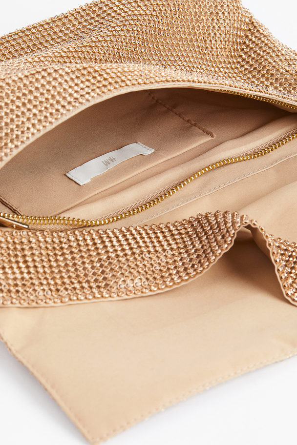 H&M Rhinestone Shoulder Bag Gold-coloured