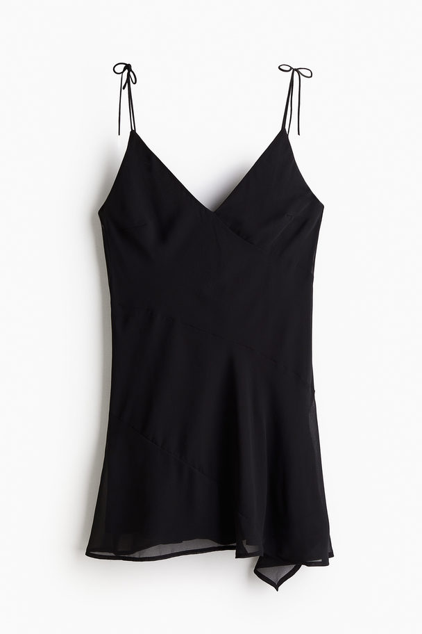 H&M Asymmetrisches Kleid aus zartem Webstoff Schwarz