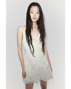 Sheer Asymmetric Dress Cream/floral