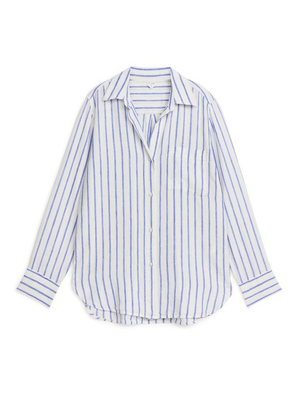 ARKET Linen Shirt Blue/white