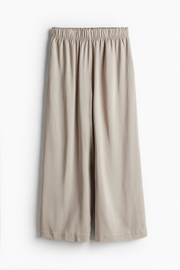 H&M Cropped Pull-on Trousers Light Beige