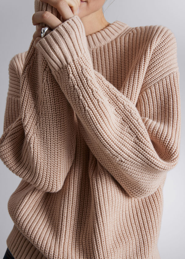 & Other Stories Ribbed Knit Jumper Dusty Pink