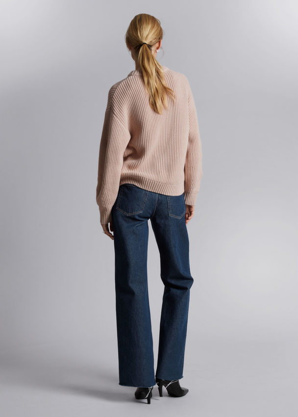 & Other Stories Ribbed Knit Jumper Dusty Pink