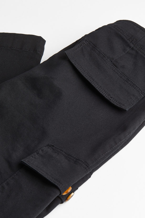 H&M Cotton Twill Cargo Trousers Black