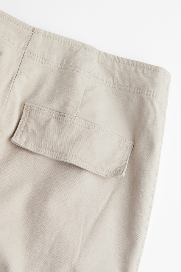 H&M Cotton Twill Cargo Trousers Light Beige