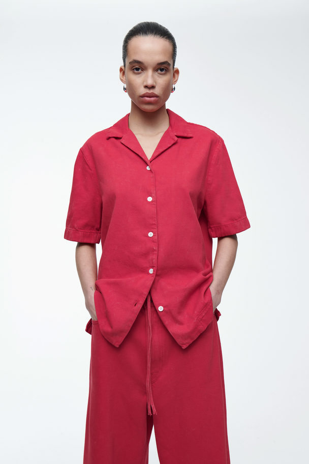 COS Garment-dyed Resort Shirt Red