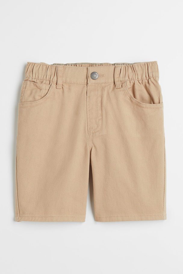 H&M Loose Fit Twill Shorts Beige