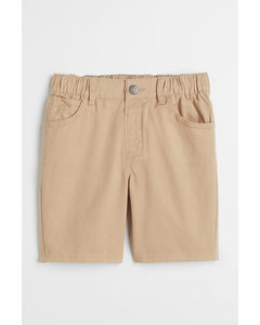 Loose Fit Twill Shorts Beige