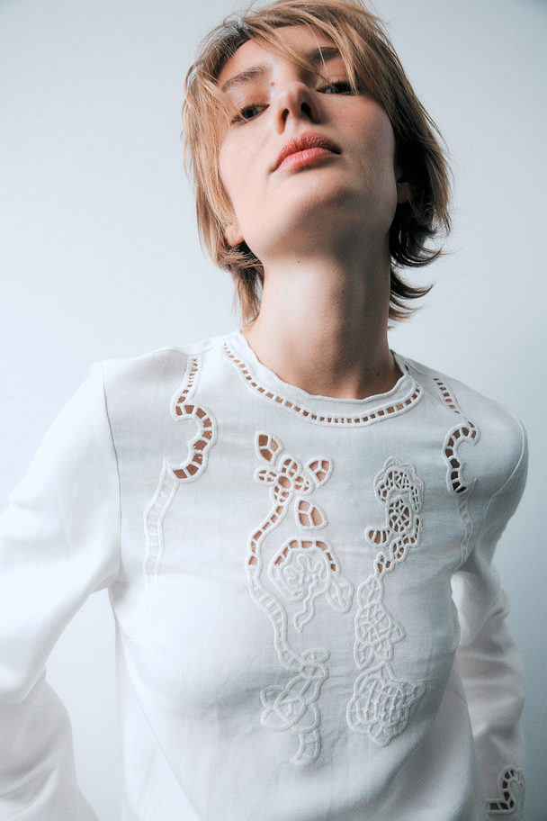 H&M Linen-blend Dress White