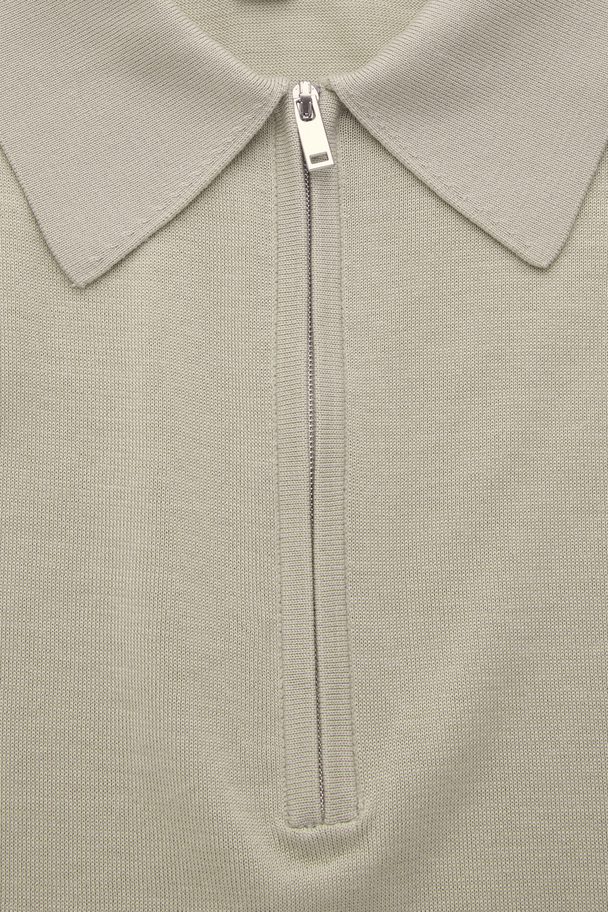 COS Knitted Silk Polo Shirt Beige