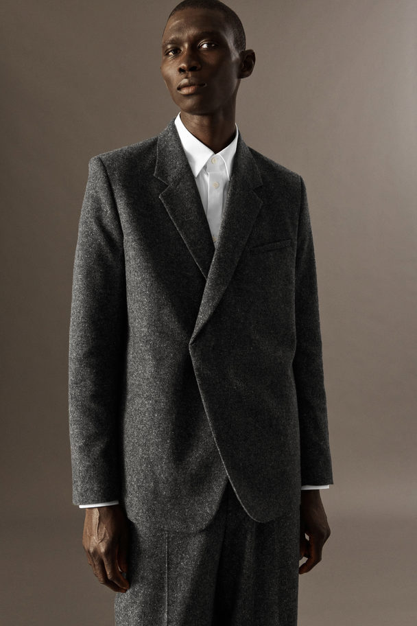 COS Asymmetric Brushed-wool Blazer - Relaxed Grey