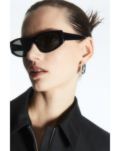 Sporty Rectangle-frame Sunglasses Black