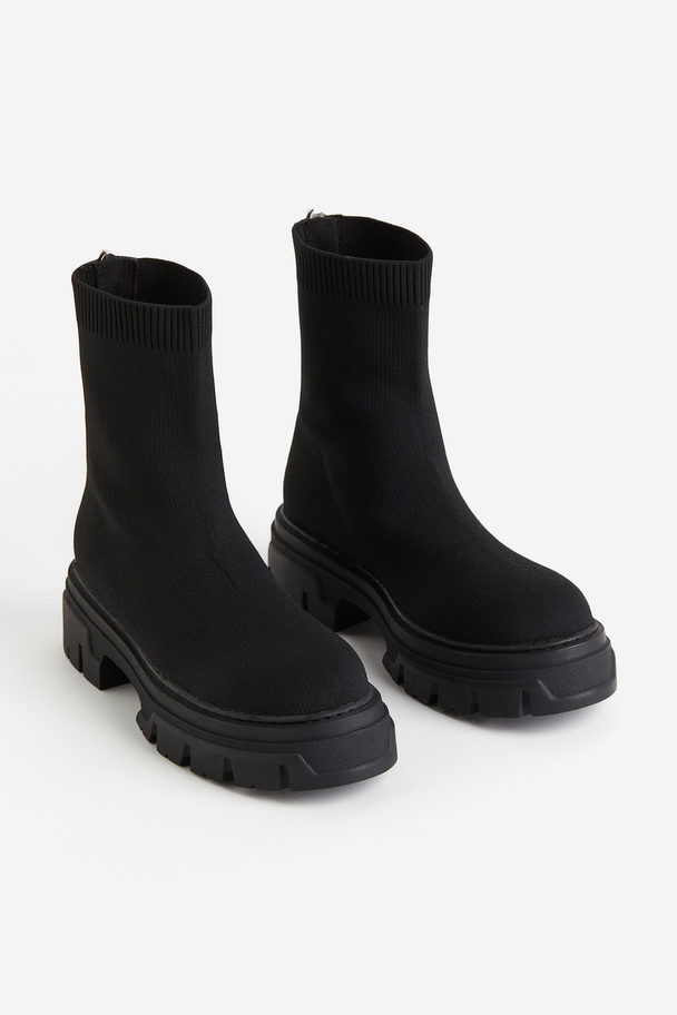 H&M Chunky Sock Boots Black