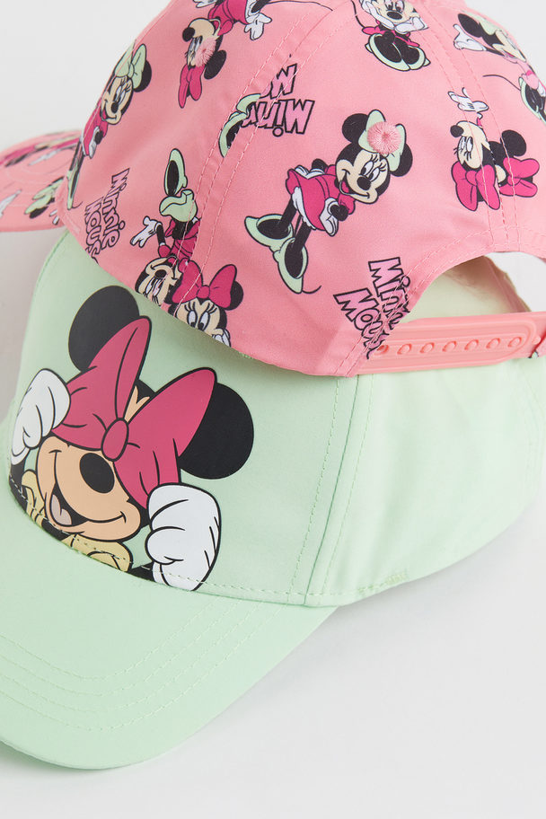 H&M 2-pack Printed Caps Pink/minnie Mouse