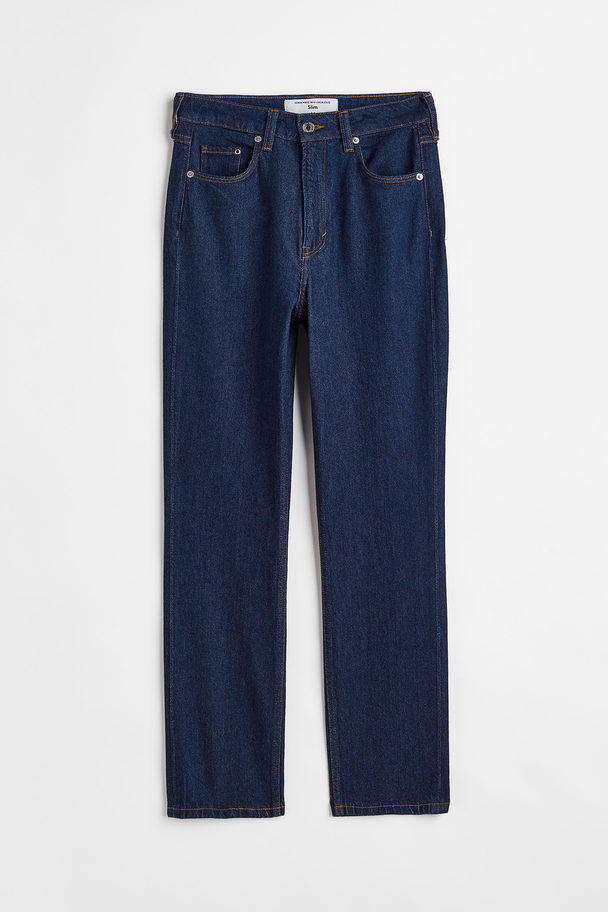 H&M Slim High Ankle Jeans Donker Denimblauw
