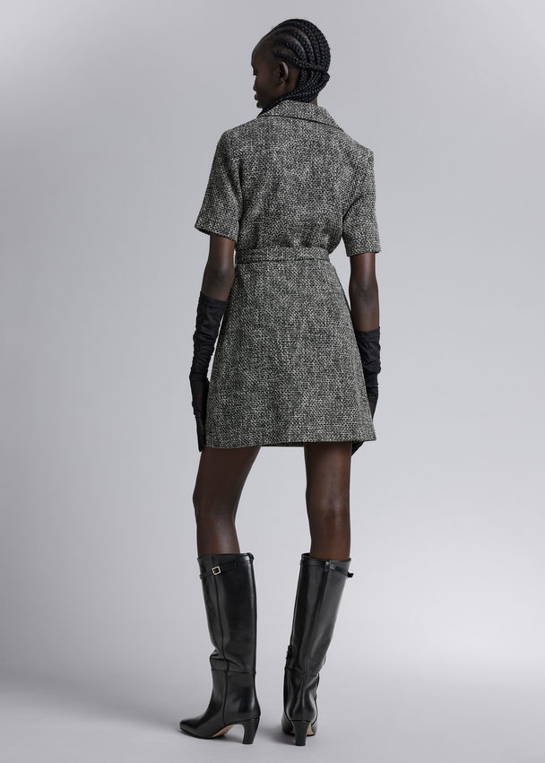 & Other Stories Tweed Mini-jurk Met Riem Zwart Tweed
