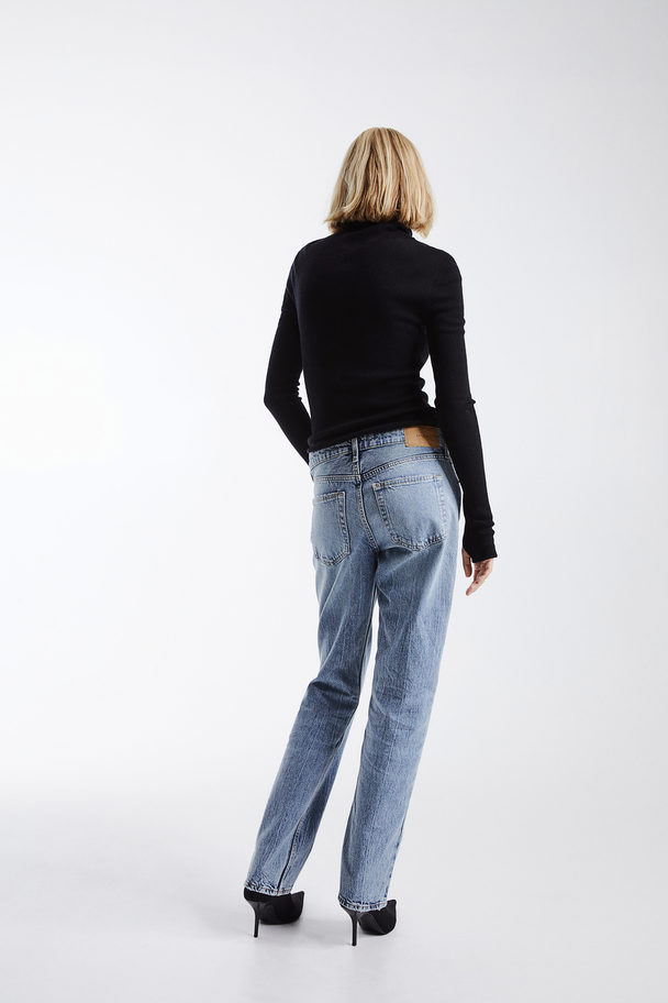 H&M Straight Regular Jeans Helles Denimblau