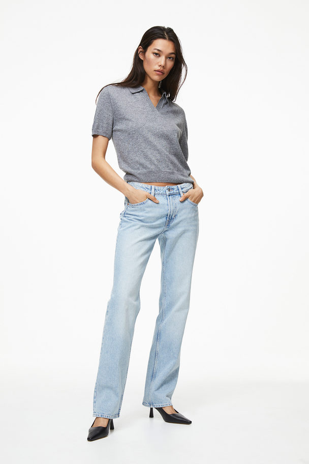 H&M Straight Regular Jeans Ljus Denimblå