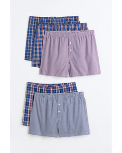 5er-Pack Boxershorts aus Baumwollstoff Blau/Kariert