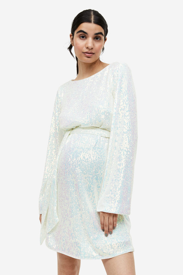 H&M Mama Sequined Dress White/holographic
