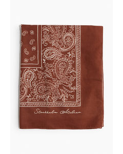 Printed Cotton Scarf Brown/paisley-patterned