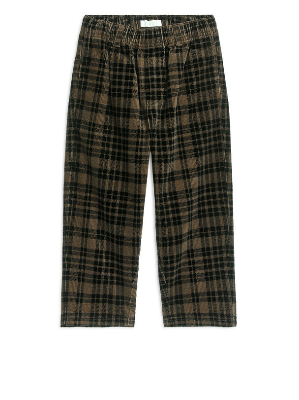 ARKET Checked Corduroy Trousers Brown