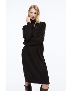 Knitted Polo-neck Dress Black