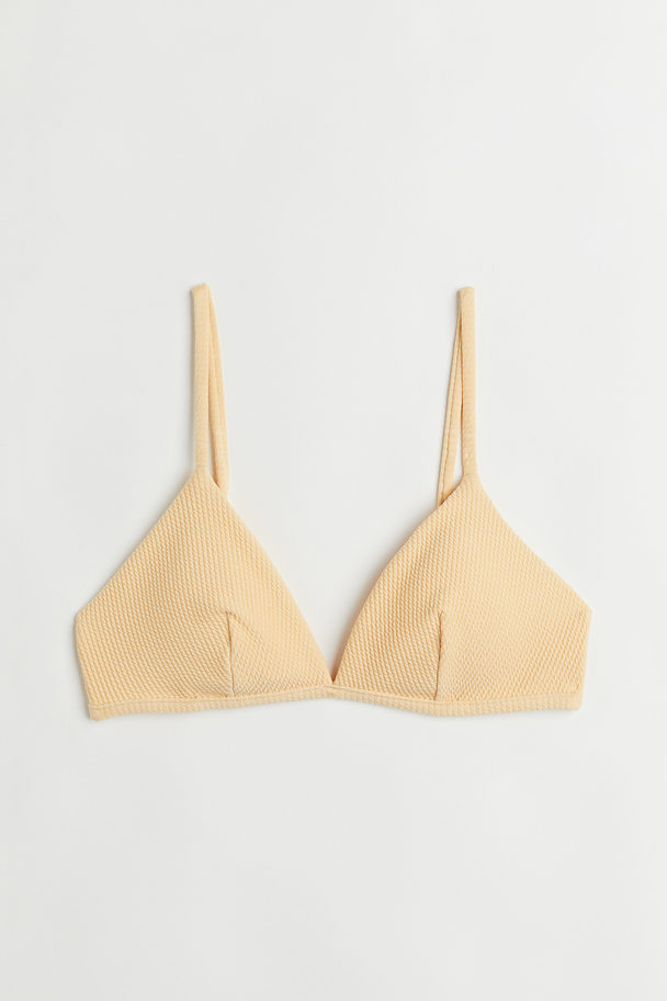 H&M Wattiertes Triangel-Bikinitop Hellgelb