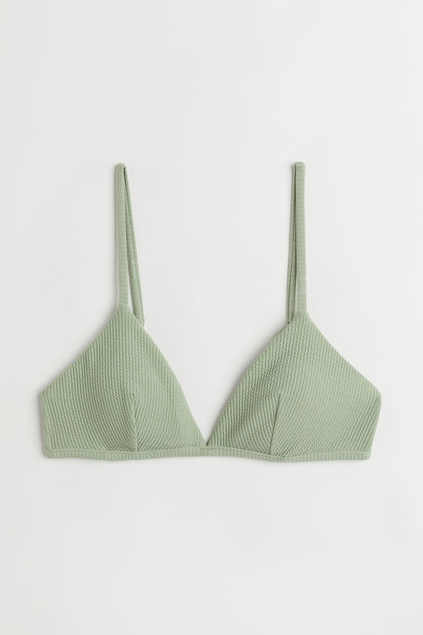 H&M Padded Triangle Bikini Top Light Khaki Green