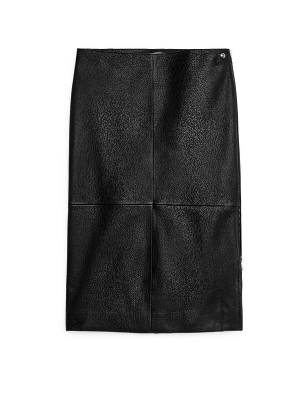 ARKET Biker Leather Skirt Black