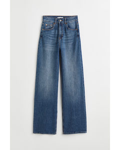 Wide High Jeans Denimblauw