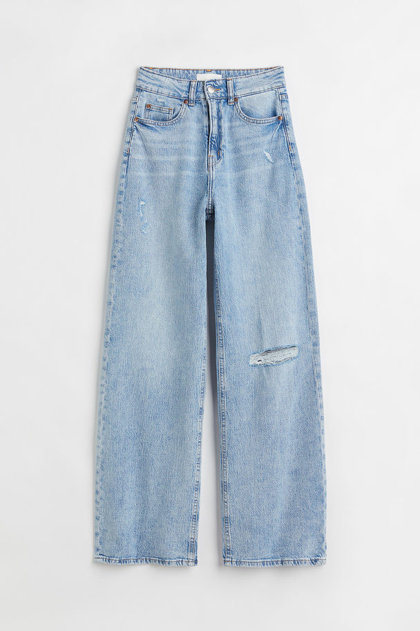 H&M Wide High Jeans Lys Denimblå
