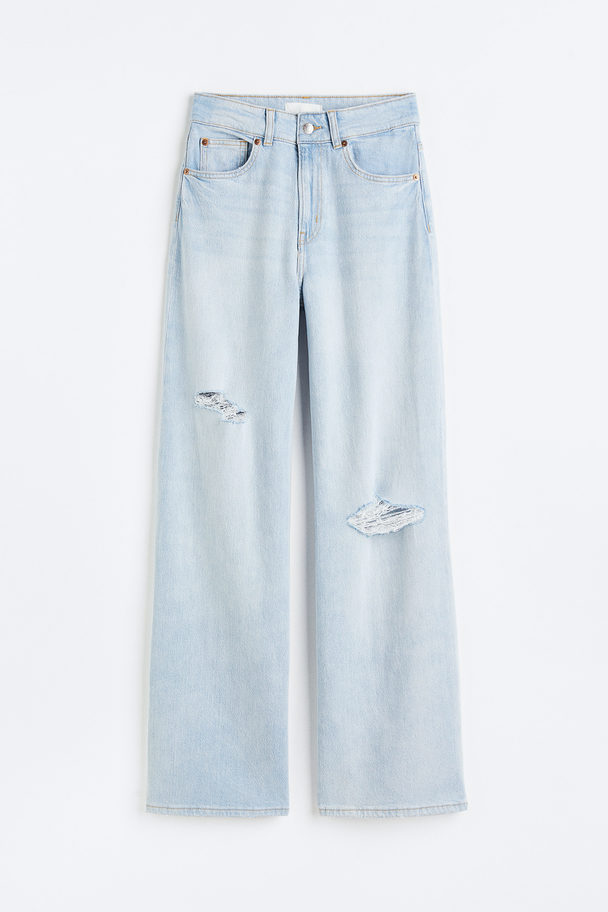 H&M Wide High Jeans Hellblau