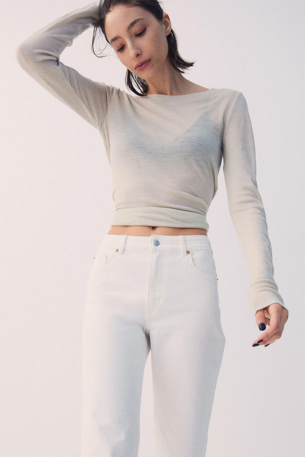 H&M Wide High Jeans White