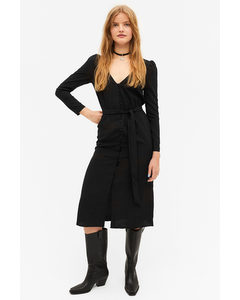 Black Belted Midi Dress Black