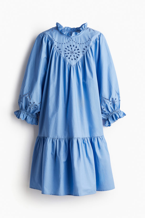 H&M Kleid mit Broderie Anglaise Blau