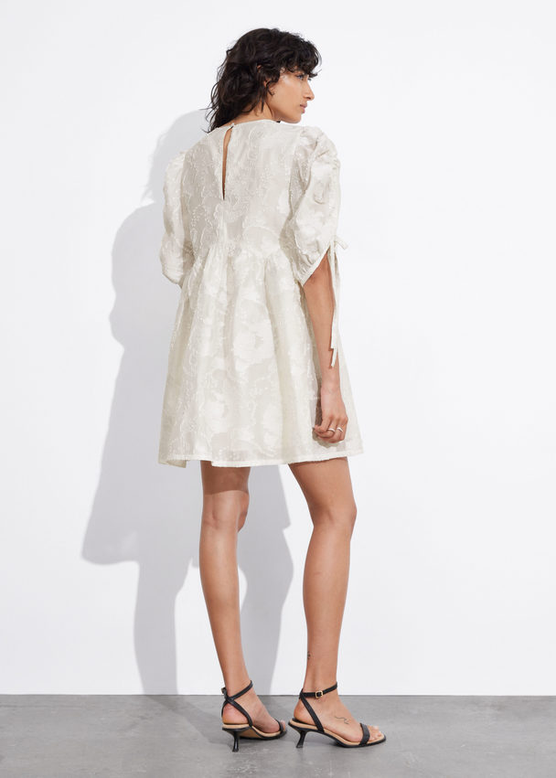 & Other Stories Puff-sleeve Mini Dress Ivory