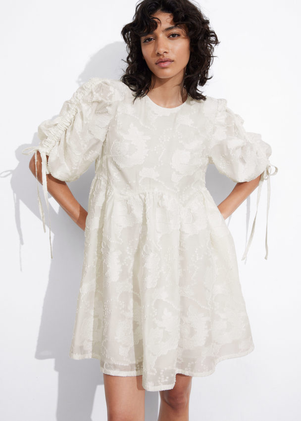 & Other Stories Puff-sleeve Mini Dress Ivory