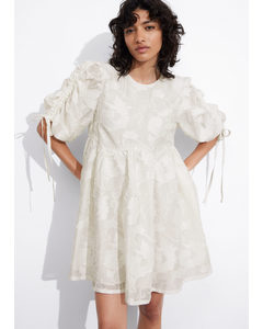 Puff-sleeve Mini Dress Ivory