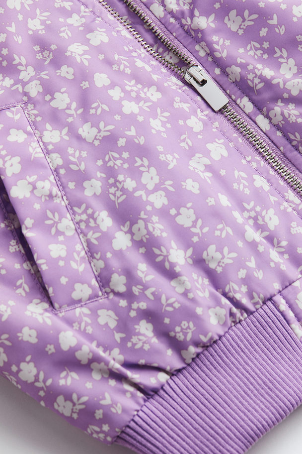 H&M Bomber Jacket Light Purple/floral