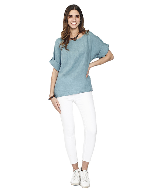 Le Jardin du Lin Pure Linen Top With Buttons On The Front