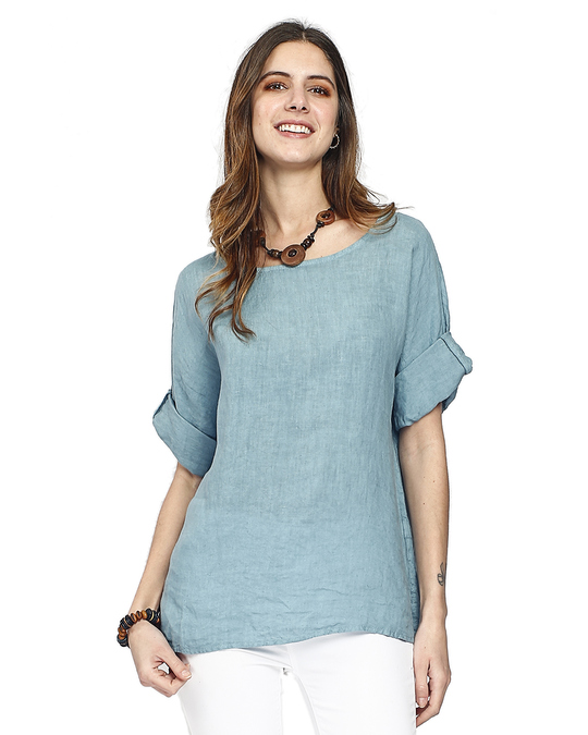 Le Jardin du Lin Pure Linen Top With Buttons On The Front