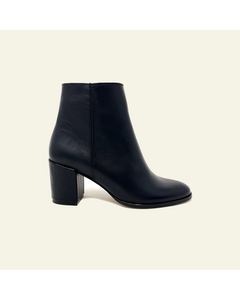 Nina Black Leather Heeled Ankle Boots
