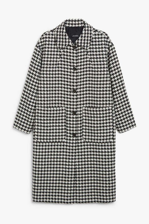 Monki Single-breasted Classic Coat Houndstooth Print