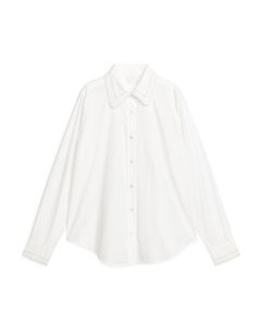 Lace Detail Poplin Shirt White
