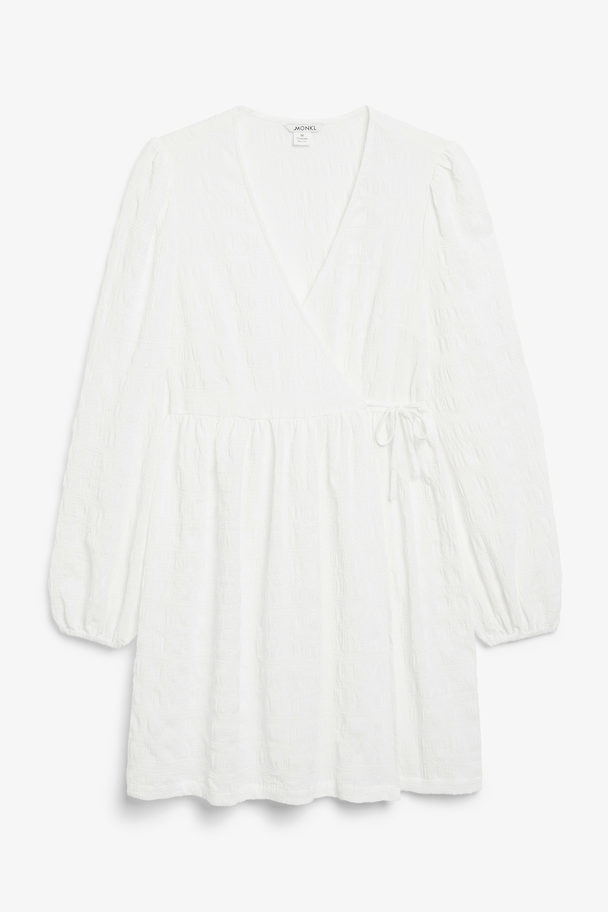 Monki White Textured Wrap Dress White