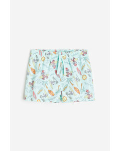 Patterned Swim Shorts Turquoise/mickey Mouse
