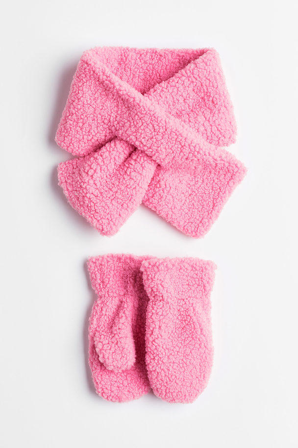 H&M Scarf And Mittens Pink